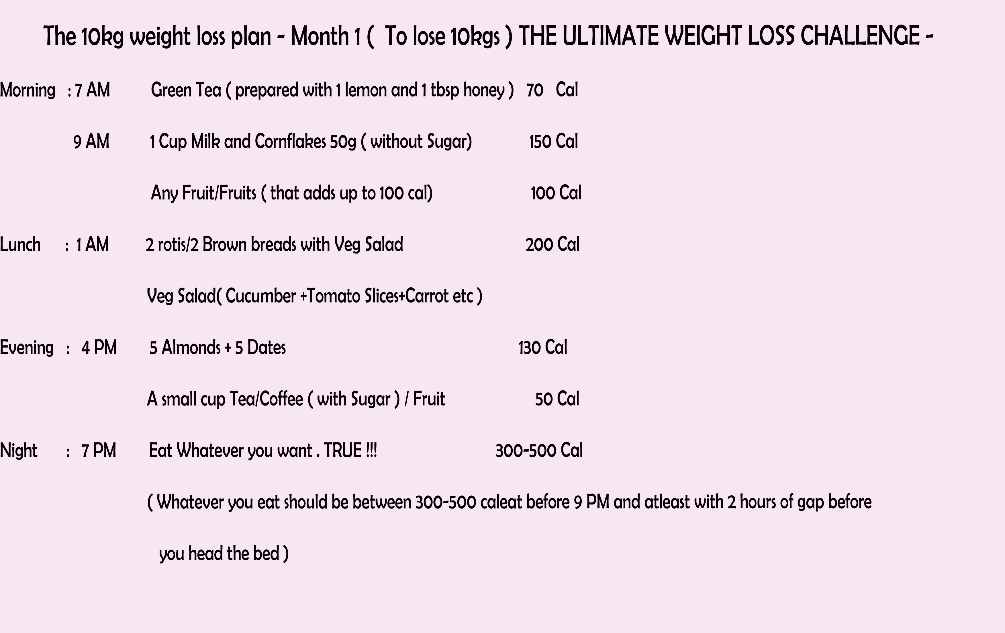 diet plan lose 10kg in one month